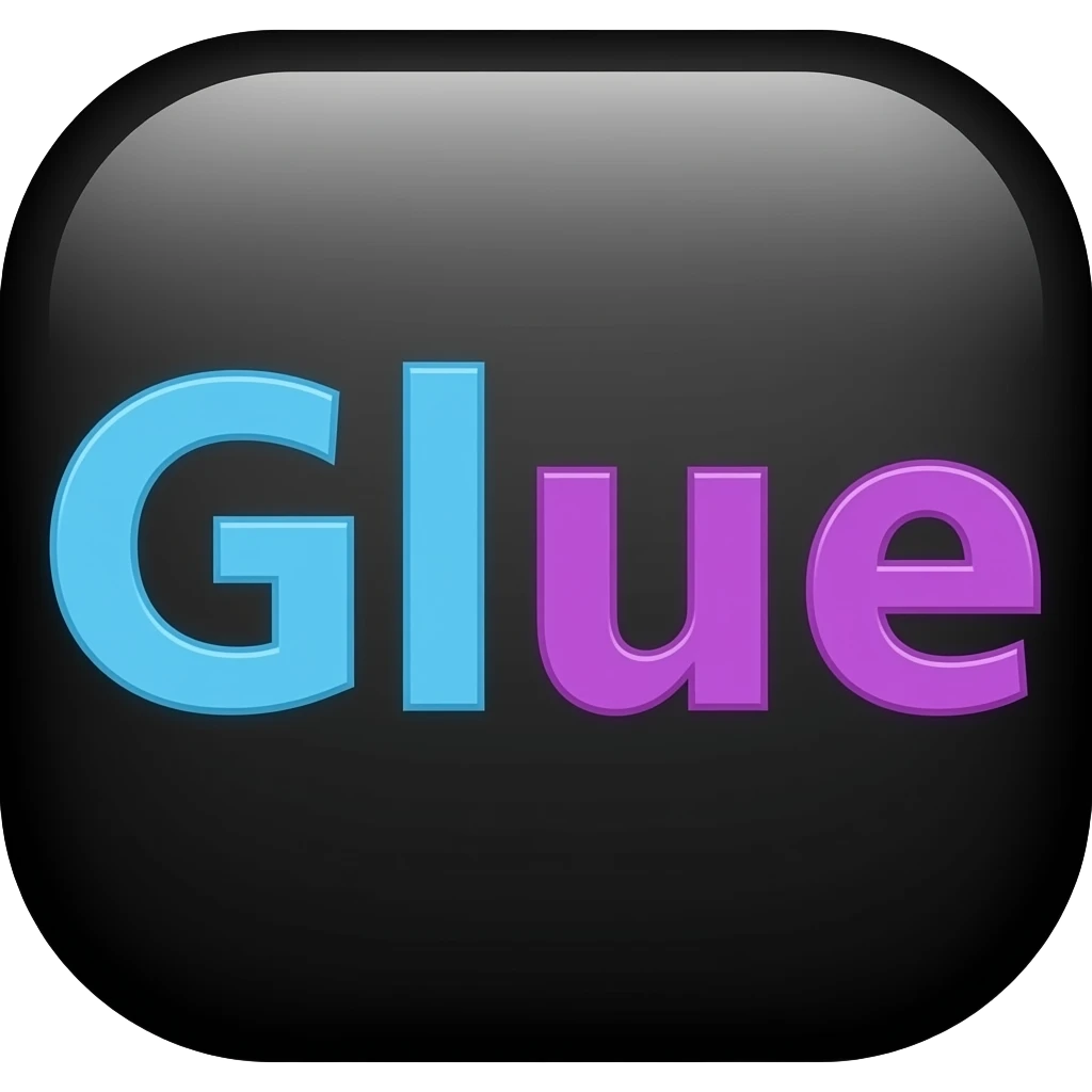 The Word Glue in Blue/Purple Black background emoji