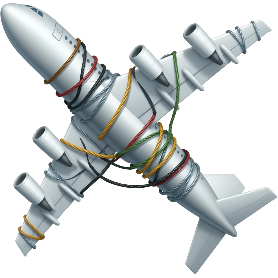 Tangled up airplane emoji