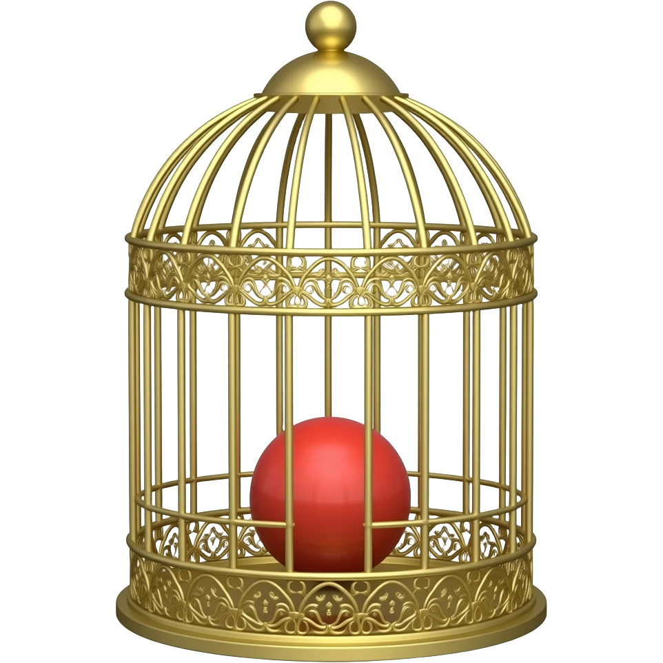 bouncing ballan empty ornate bird cage made of gold emoji