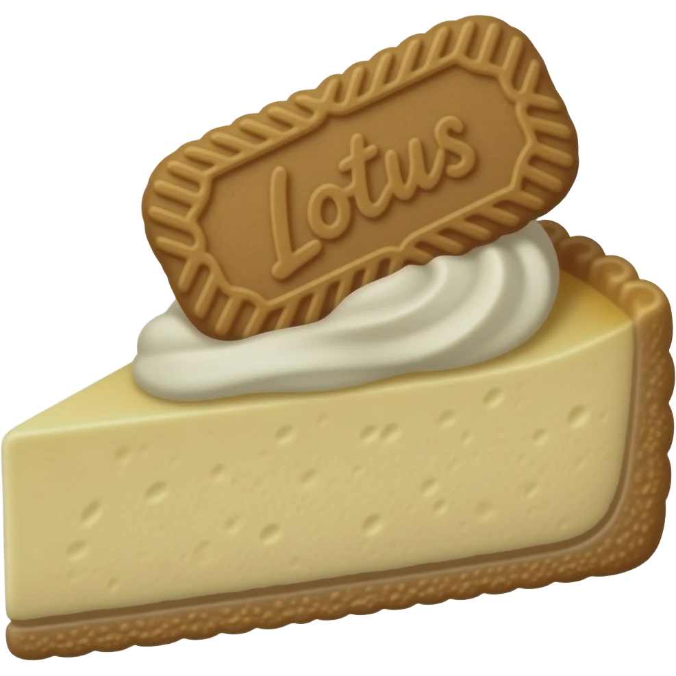 Lotus Biscoff Cheesecake with a Lotus Biscoff cookie on top of the cake emoji