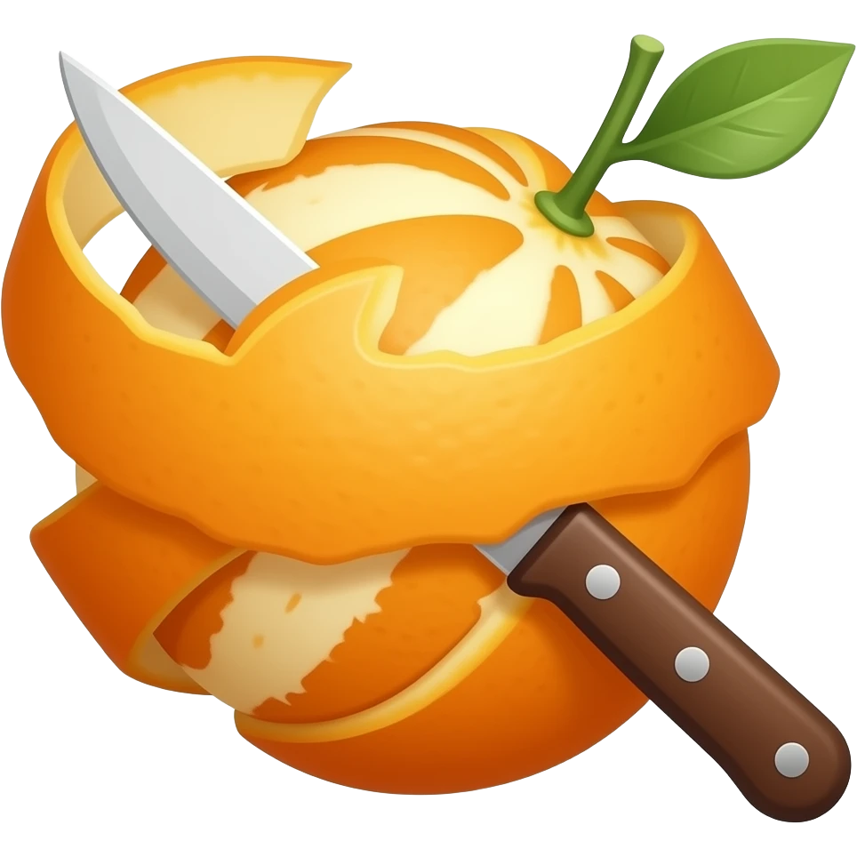 Emoji de pelar naranja con un cuchilla sin que se vea rostro emoji
