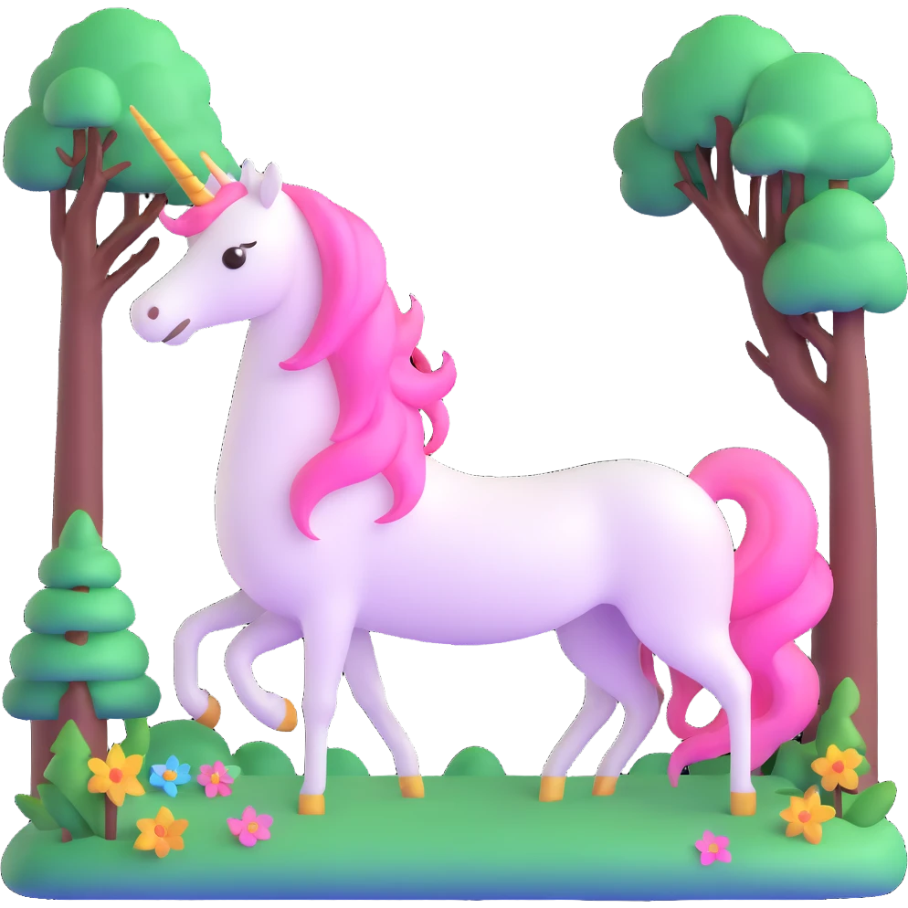 unicorn in a magical forest emoji