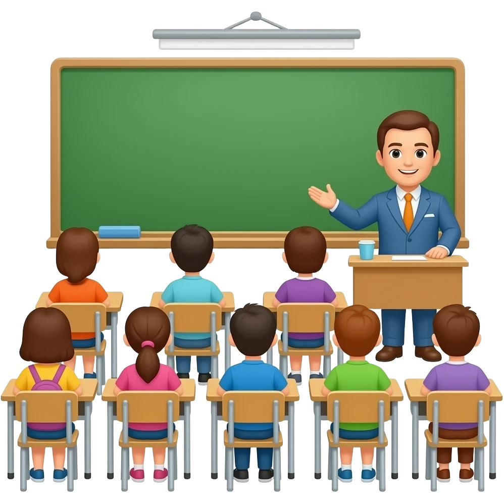 genera emoji de estrategiaeducativa escolar de inserción con el entorno por estudiantes y maestra emoji