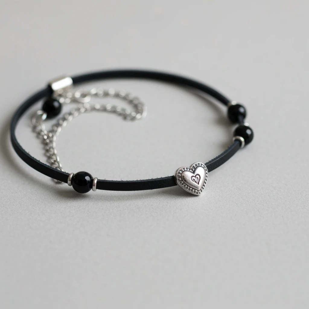 goth heart choker, cute, expressive, minimal emoji