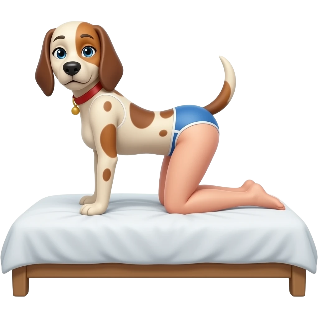 Une femme en position levrette dans un lit emoji