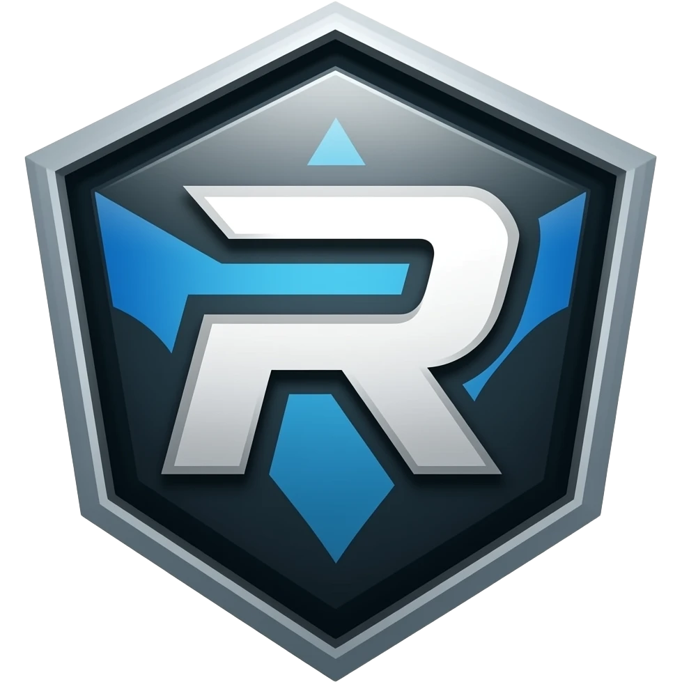 Logo team esport black and blue, no estilo syberpunk com as letras "M" e "R" emoji