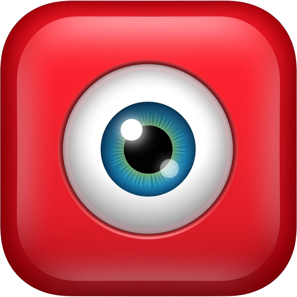 Red square with a normal eye makes the eye look round and not too realistic. emoji