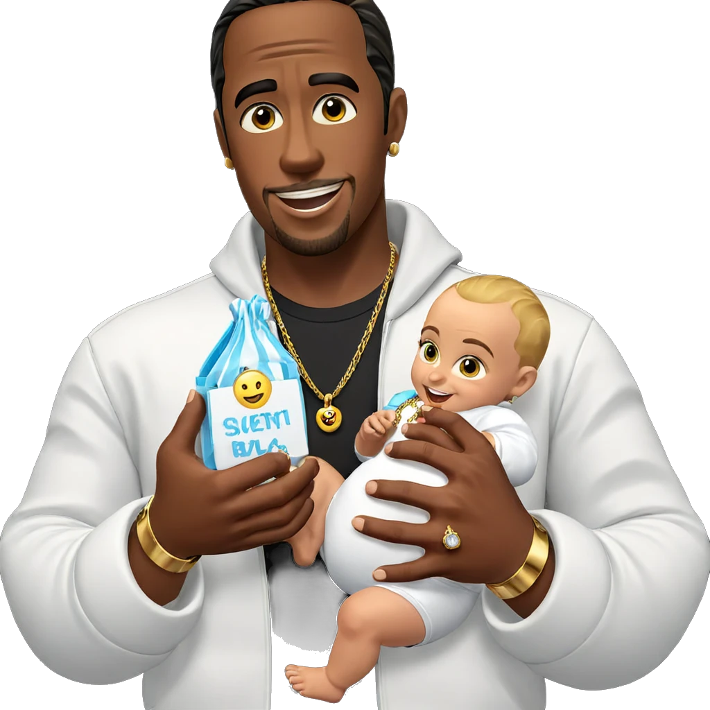 baby boy with jewelry smile emoji