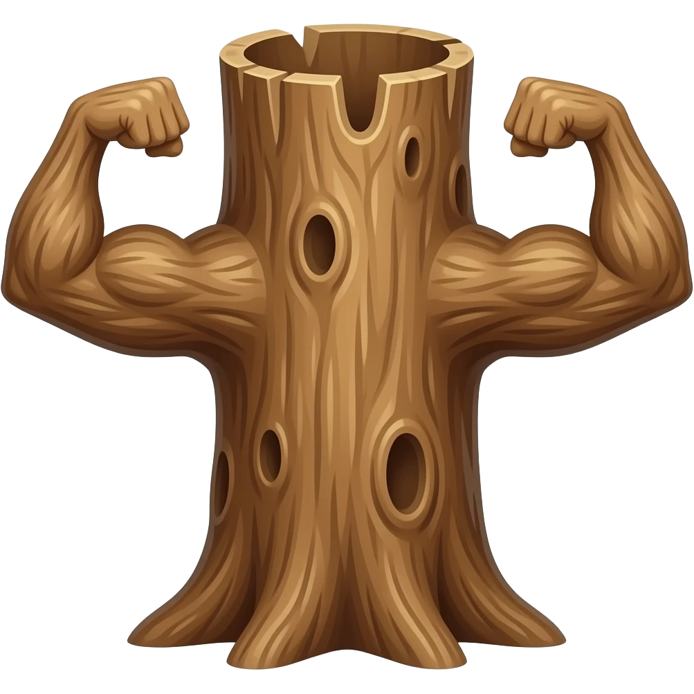 a tree trunk flexing muscles emoji