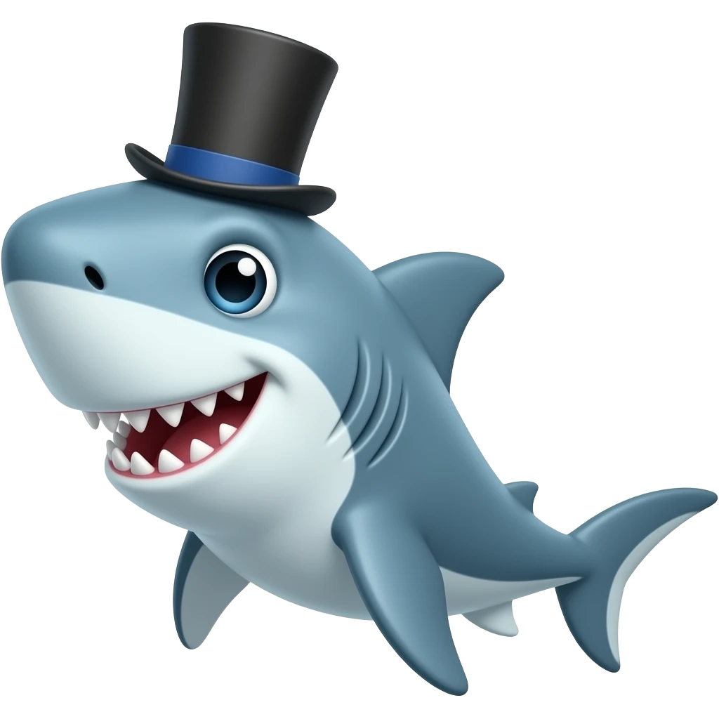 Shark with a top hat emoji