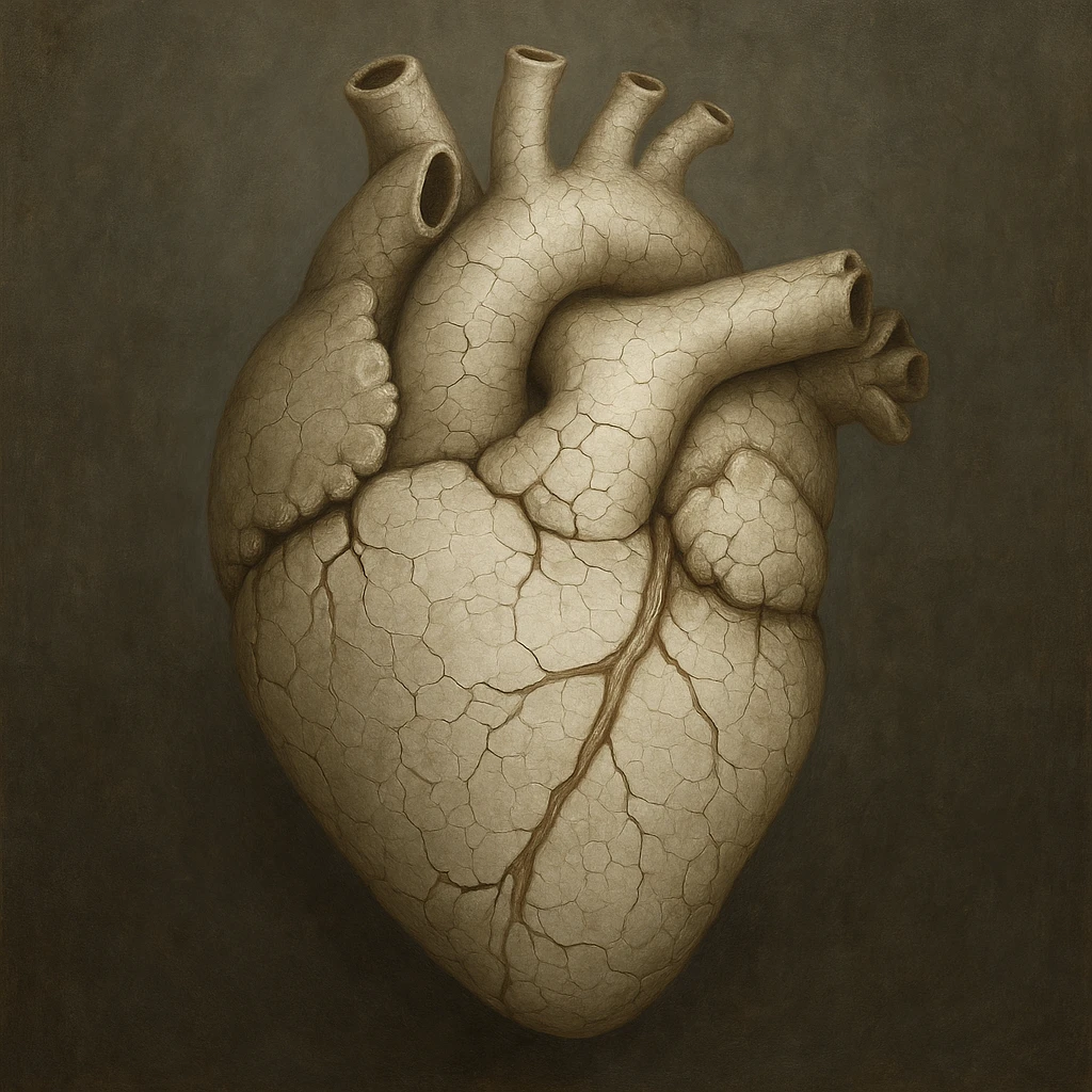 heart with a cracked porcelain effect, realistic digital art style emoji