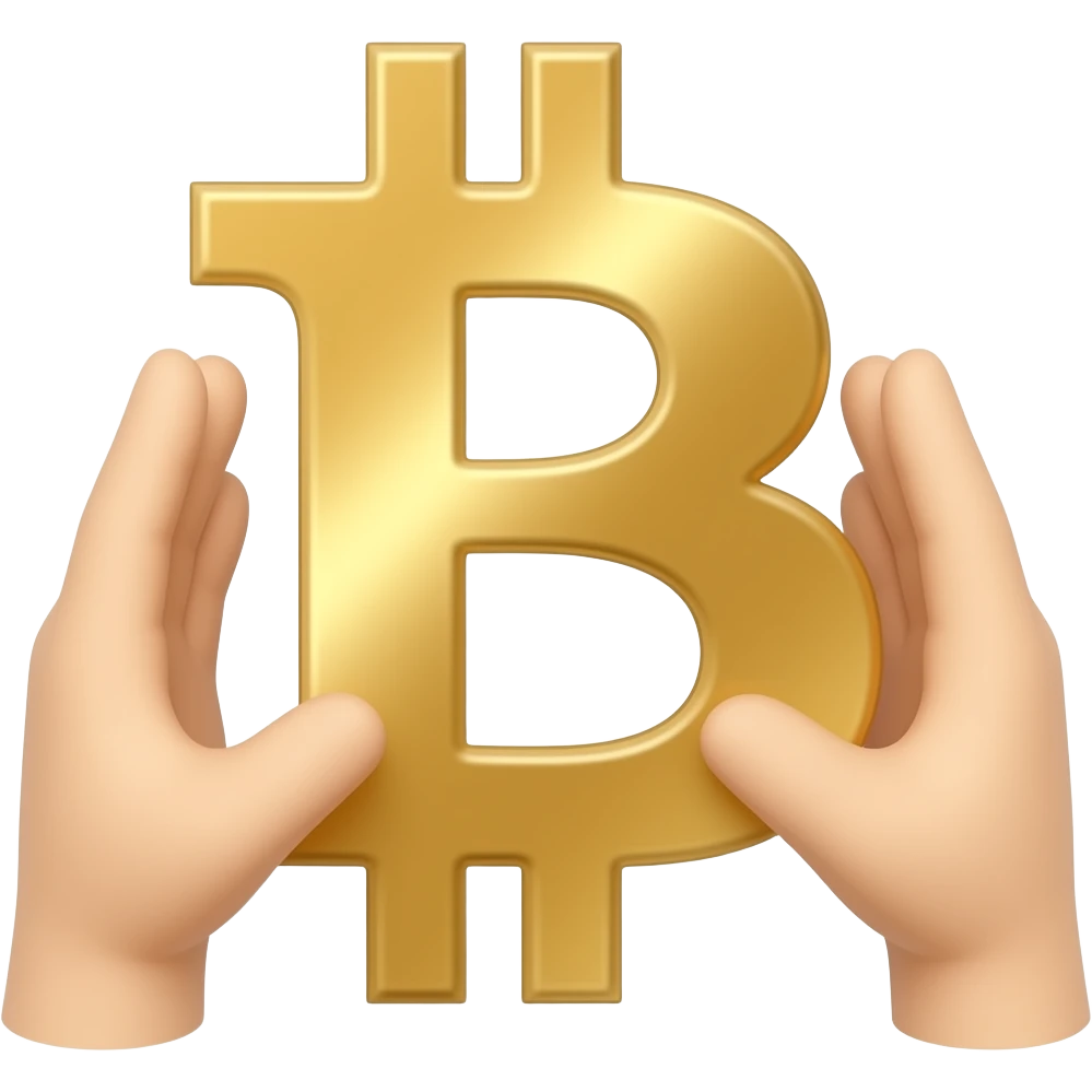 hands creating bitcoin emoji