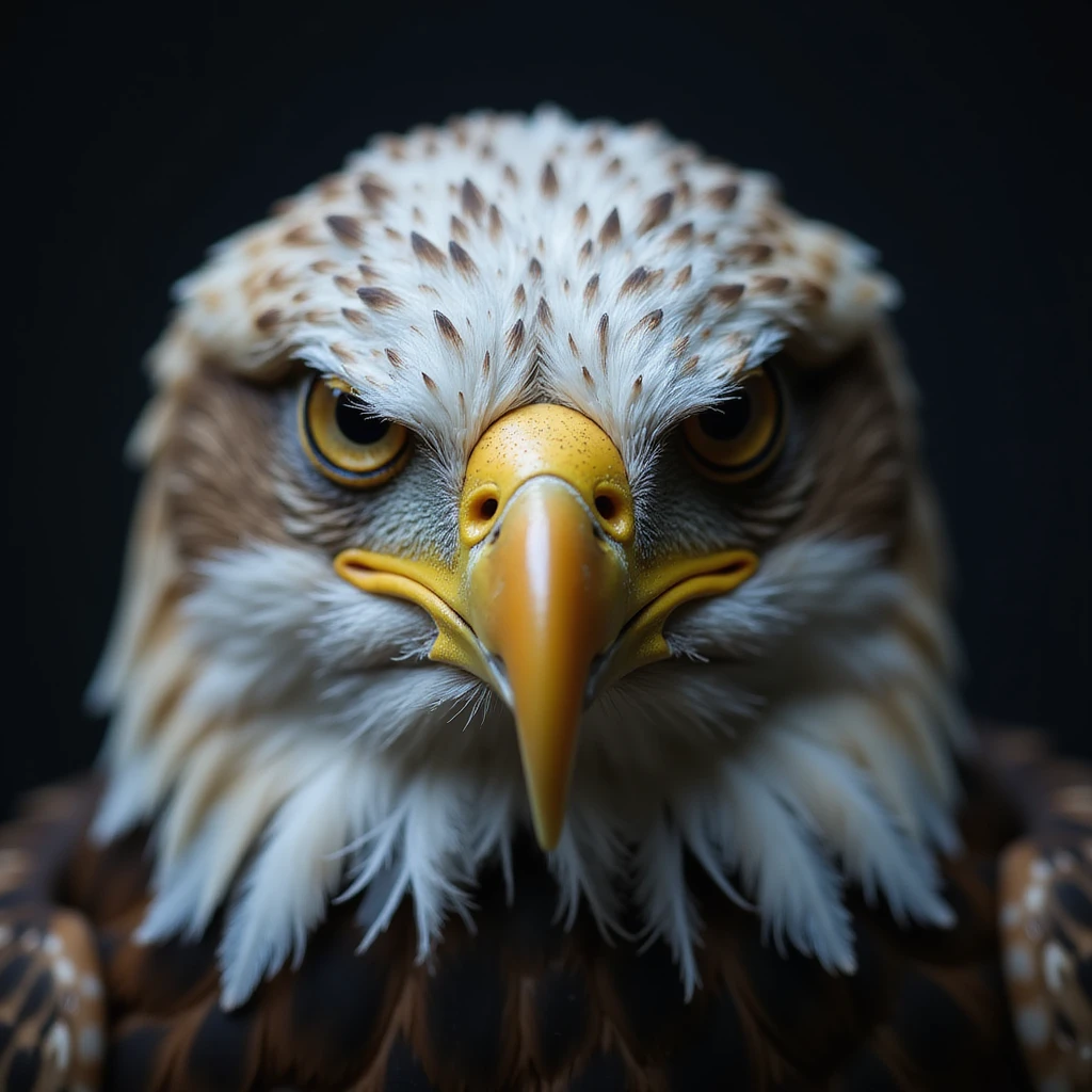 close-up realistic eagle head with intense eyes, metallic or digital lock pattern subtly blended into feathers, representing Pinsafe security agency, modern trustworthy style emoji
