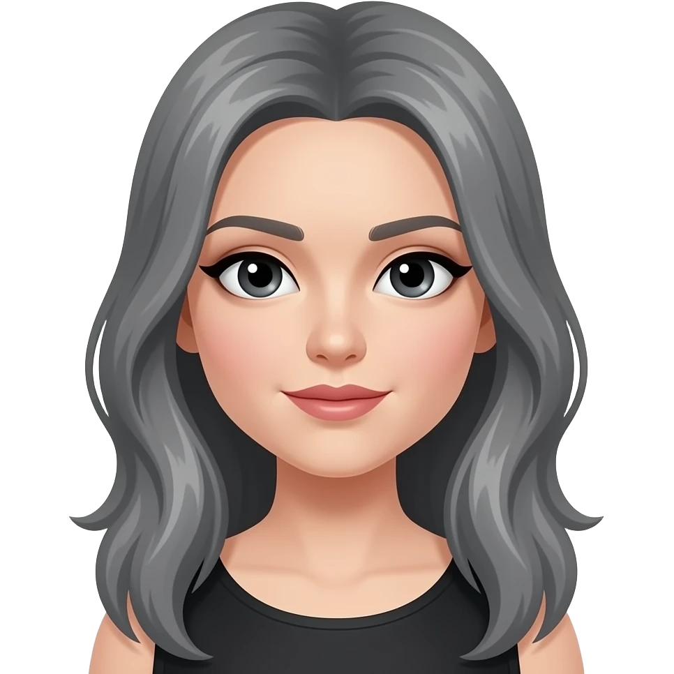 lady with black eyes and grey long hair emoji