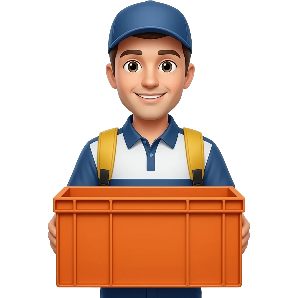 Delivery rider with color crates orange c emoji