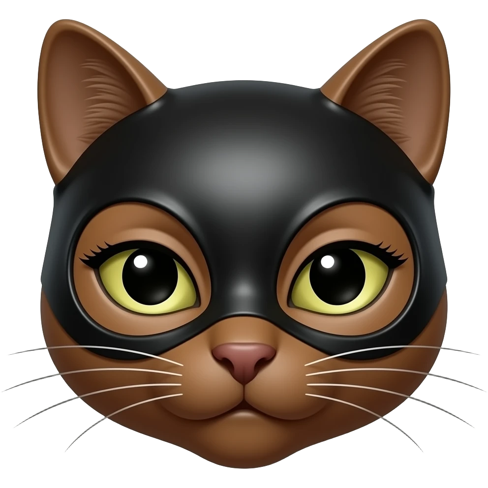 Only show the slim head A brown cat that looks like Cat woman with long lashes emoji
