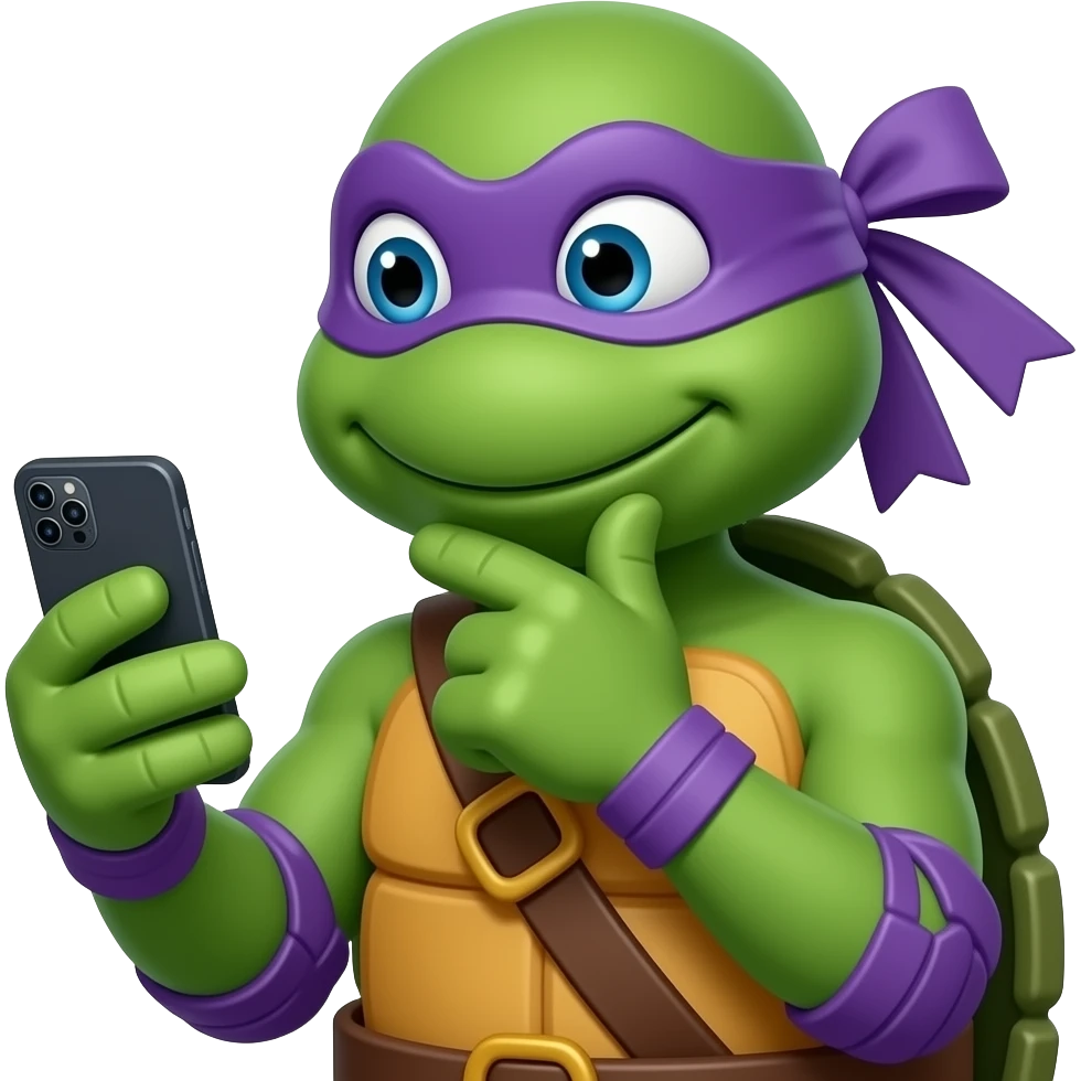 Donatello (Teenage Mutant Ninja Turtles) holding an android phone emoji