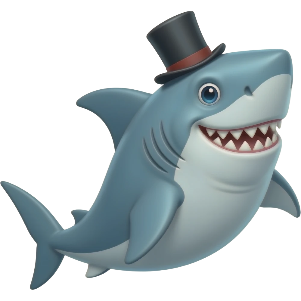 Shark with a top hat emoji