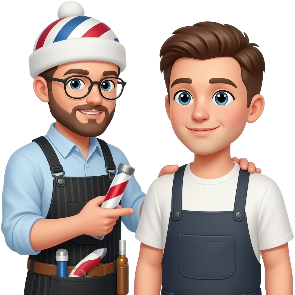 barber talking to young man emoji