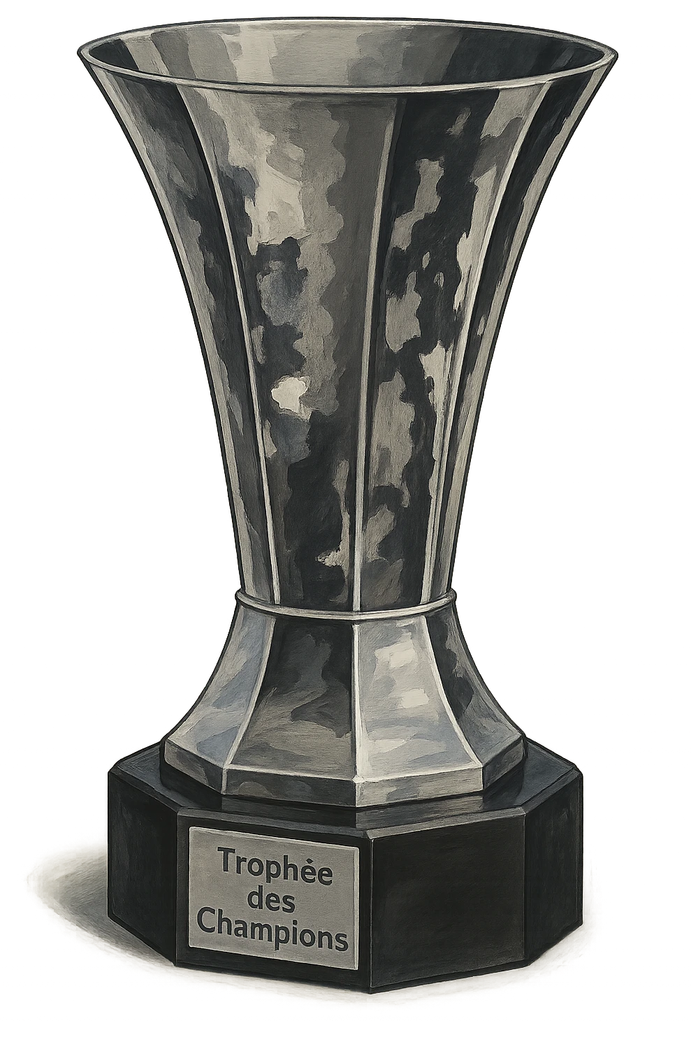 Фотореалистичный и изометричный Trophée des Champions, объемный чуть слегка рисованный стиль, прозрачный фон emoji