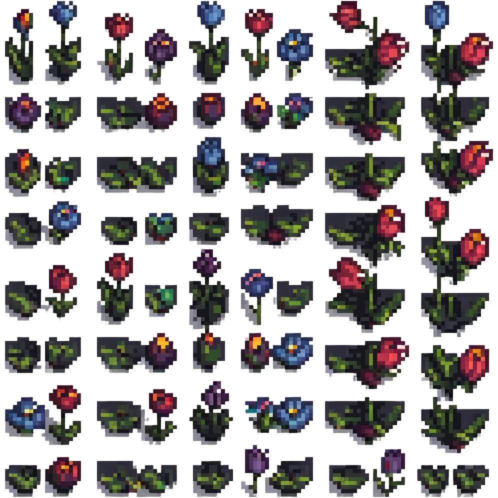 black tulips, pixel art style, retro, pixelated, simple colors emoji