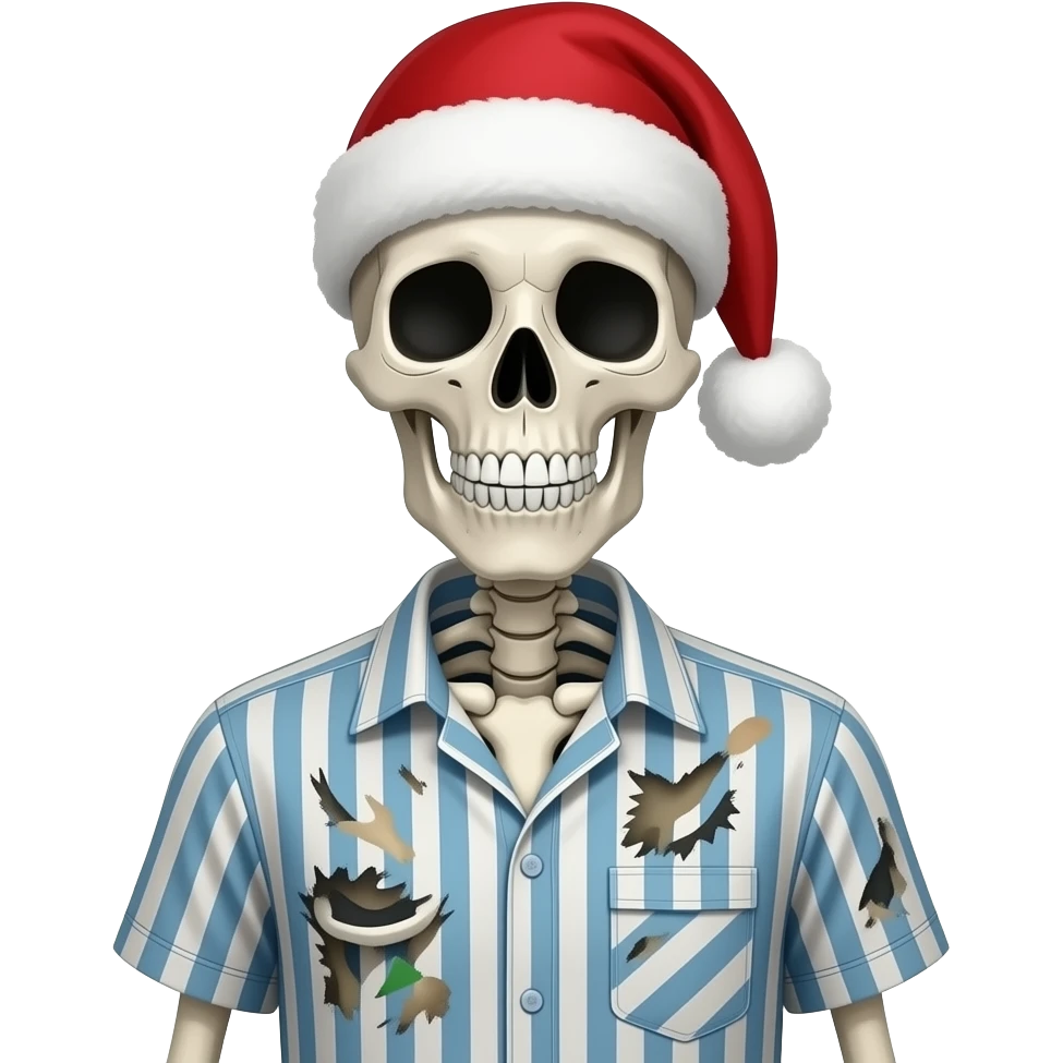 Jack, the skeleton from the night before Christmas wearing messy shirt saying ew emoji