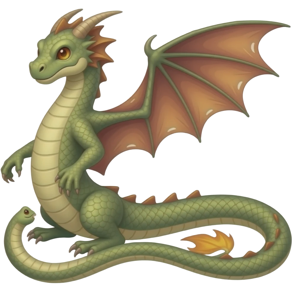serpent with a head, dragon wings and arms and another head in the tail emoji