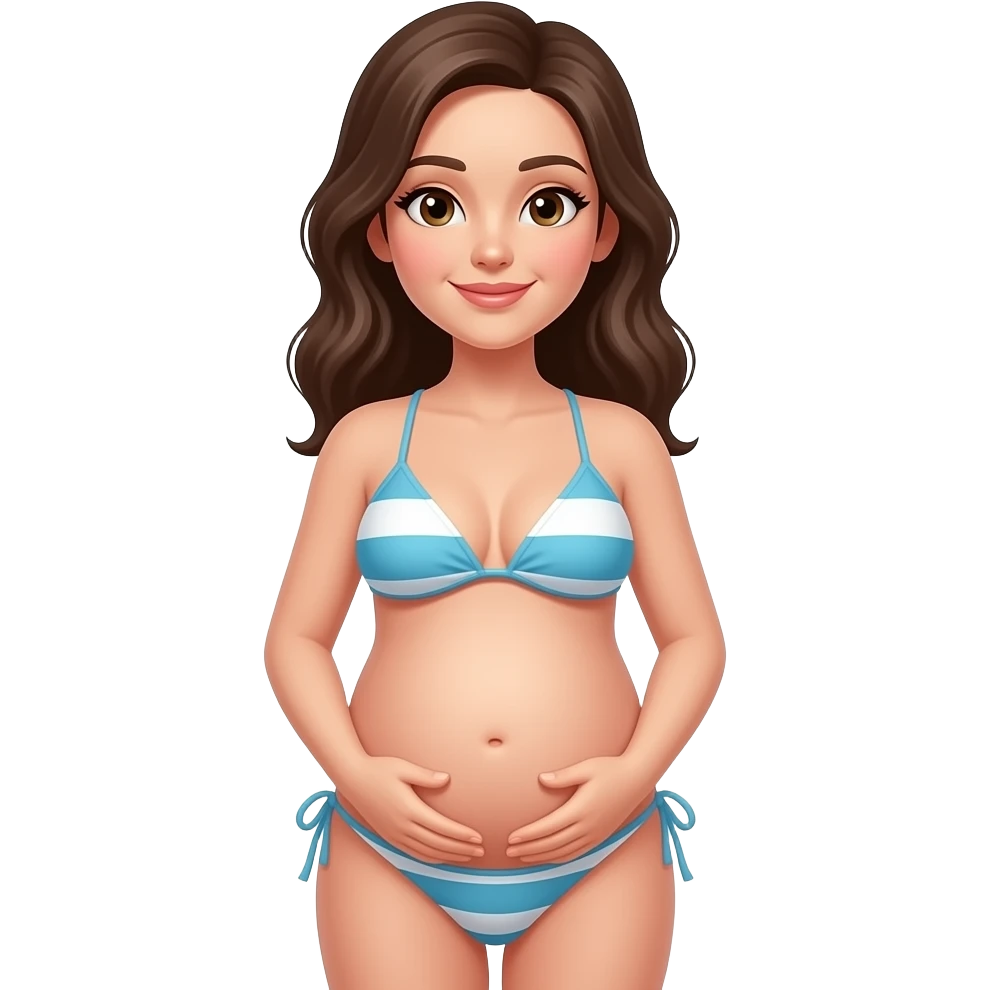 Faz uma mulher de biquiní gravida sem a mão na barriga sem as duas emoji