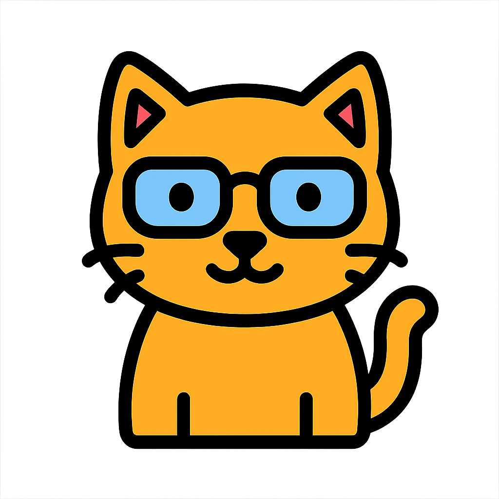 orange cat wearing eyeglasses emoji