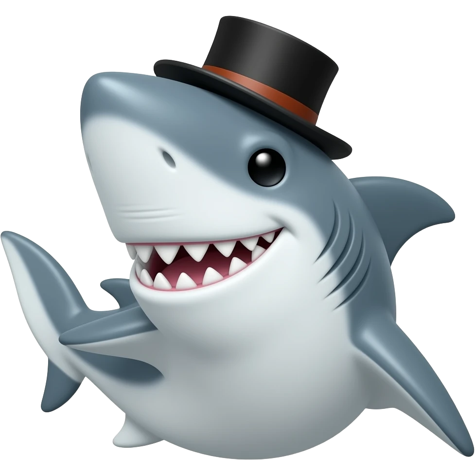 Shark with a top hat emoji