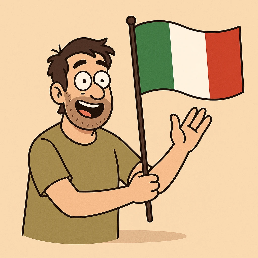 waving Italian flag with green, white, and red vertical stripes, no text, slight shadow, clean design emoji