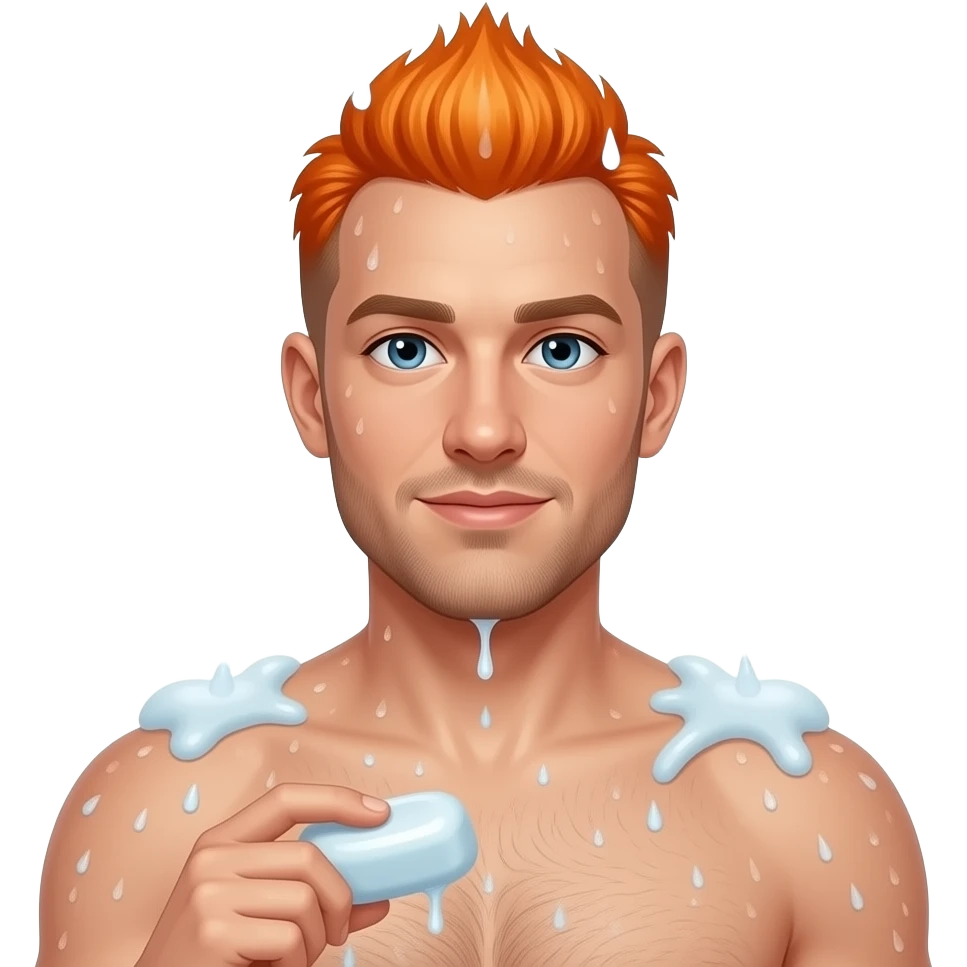 Man with mohawk haircut taking a shower emoji