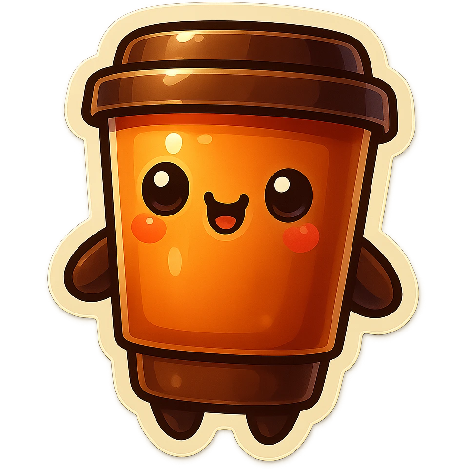 Tall coffee cup, dramatic, hiding emoji