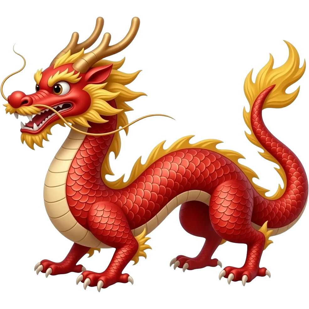 Red unique relaisitic dragon chinese dragon emoji