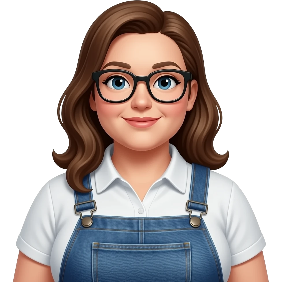 White  obese woman with brown hair wearing glasses and jeans emoji