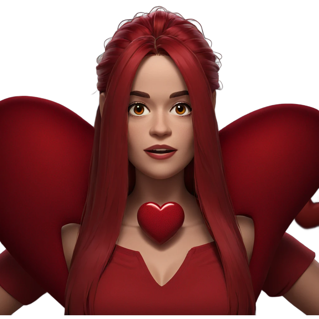 red themed girl with heart emoji