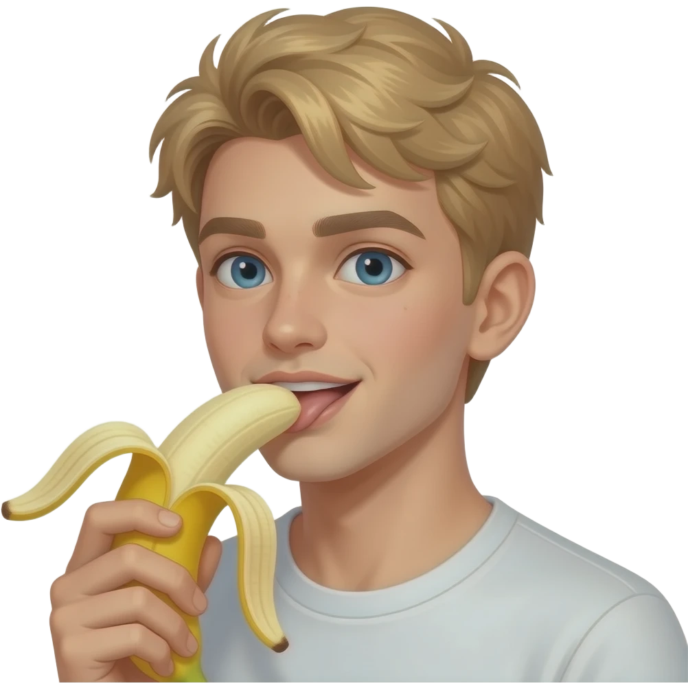 sexy blond boy lick a big banana emoji