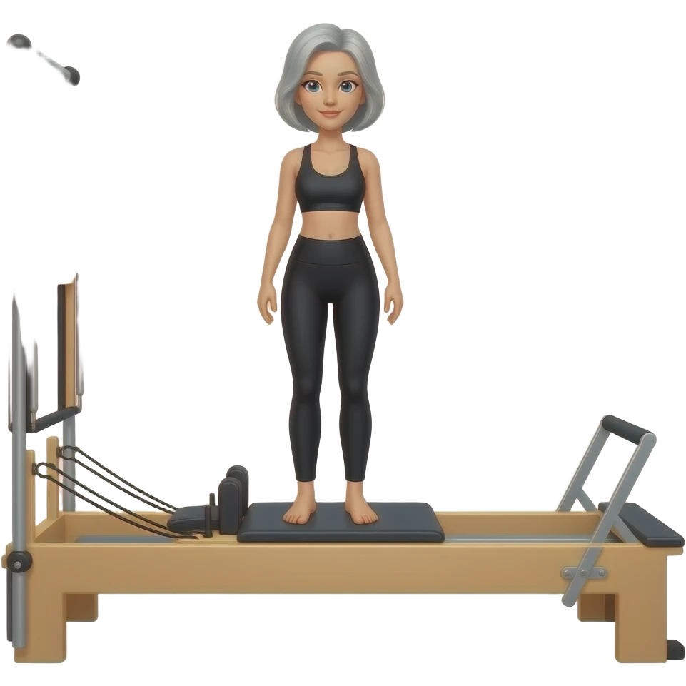 grey hair woman on pilates reformer emoji