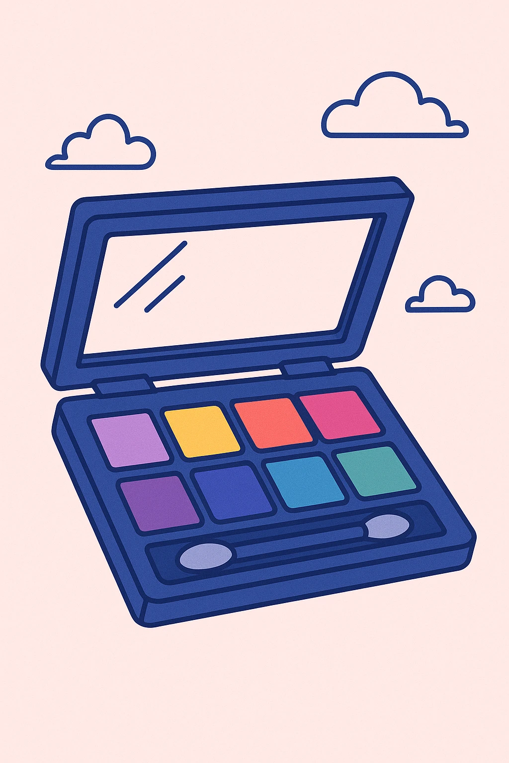 an eyeshadow palette with vibrant colors, trendy style emoji