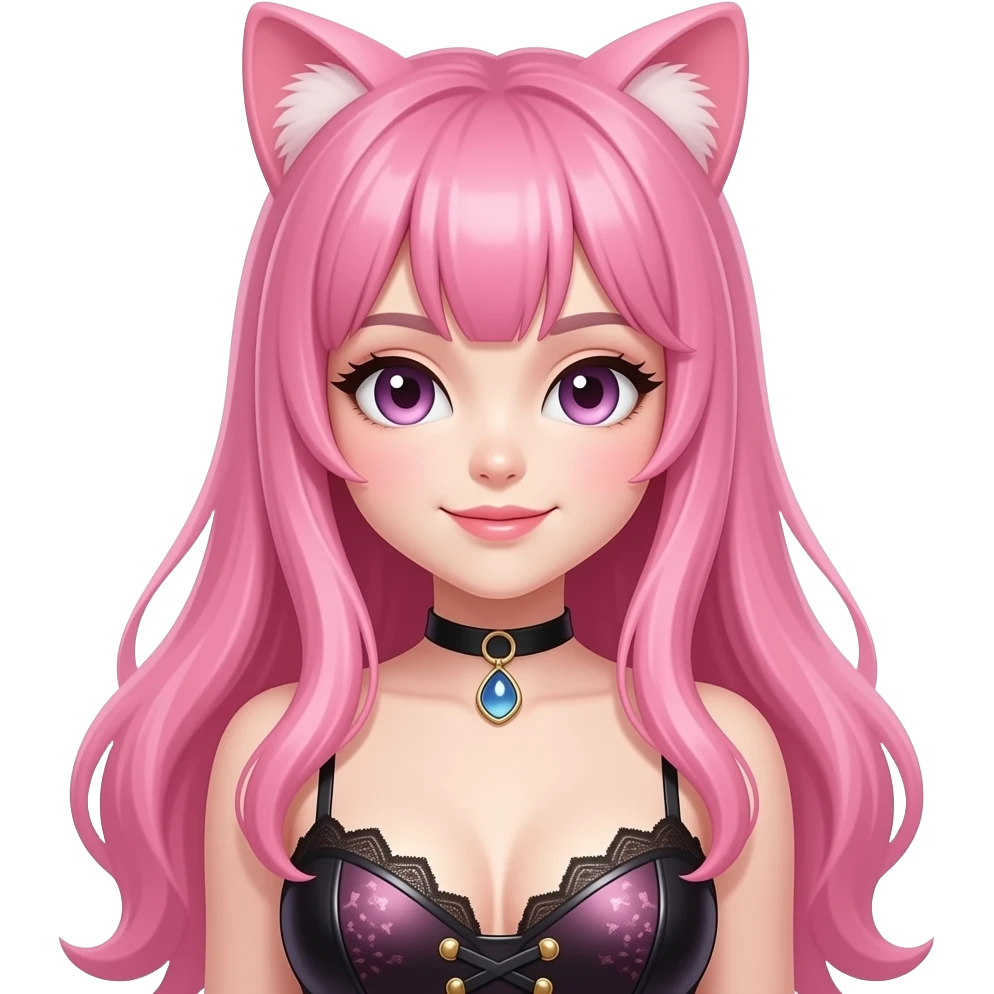 Its a kitty pink girl with lovely pink long hairs with sexy dress emoji