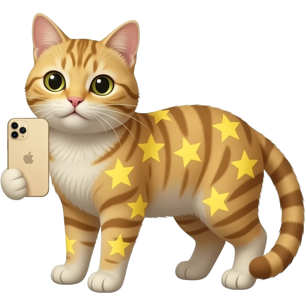 Un gato de estrellas de color amarillo y de iPhone emoji