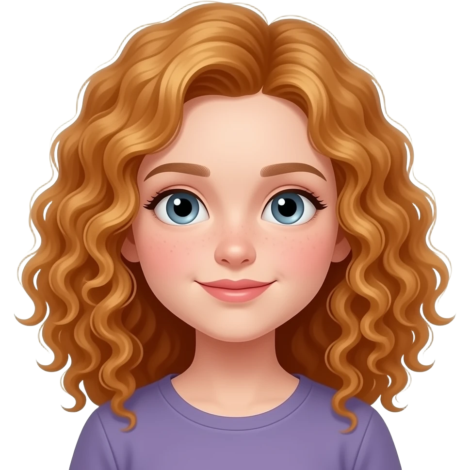 a 13 year old girl with golden redish curly hair emoji
