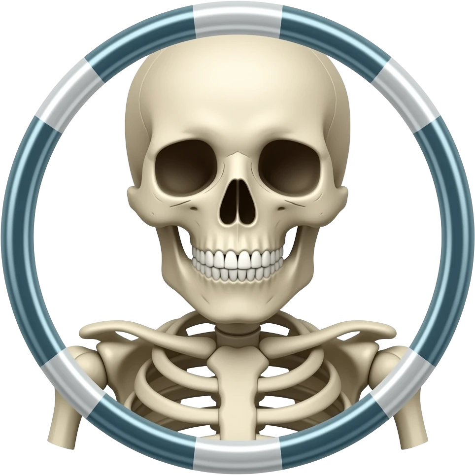 One skeleton head and shoulder with a circle and stripe symbol over it emoji