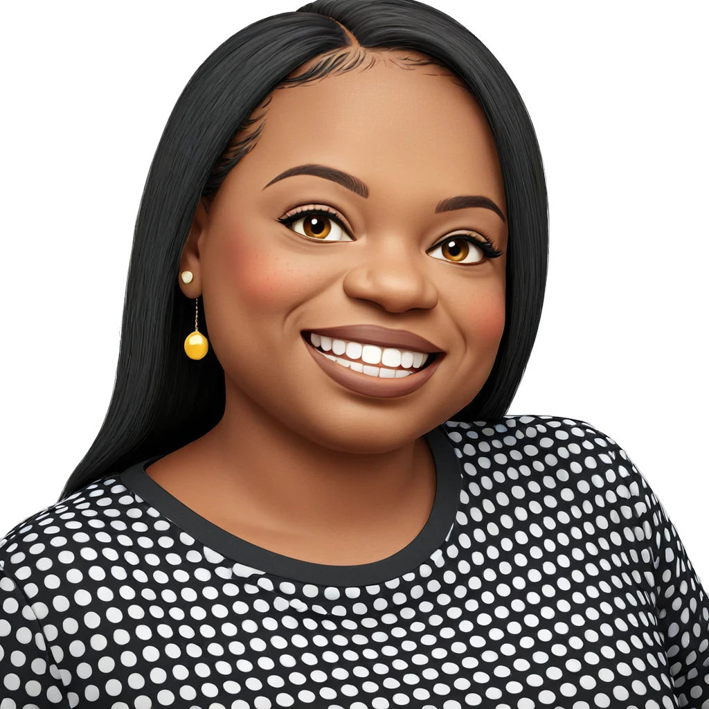 smiling girl in polka dots emoji