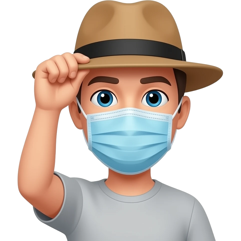 Levagli il cappello la maschera e la mascherina emoji