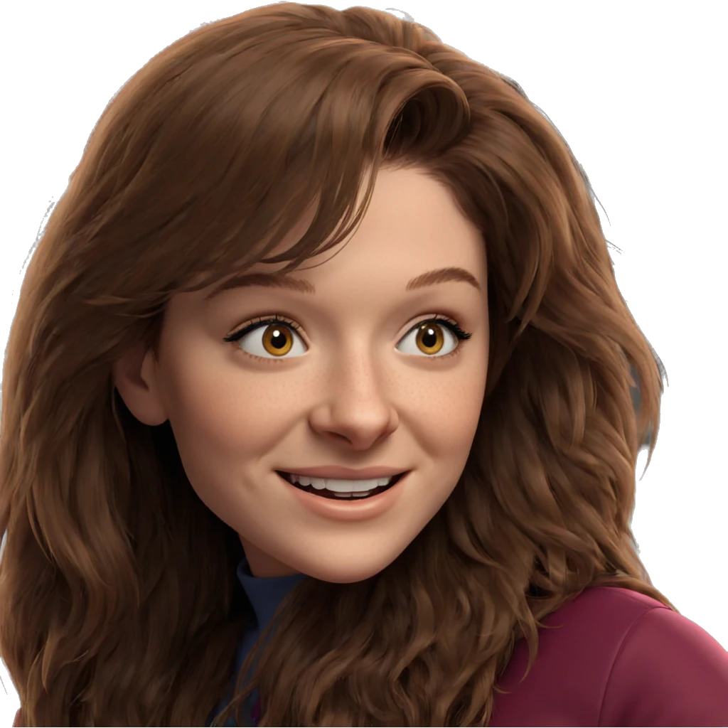 smiling girl with long brown hair emoji