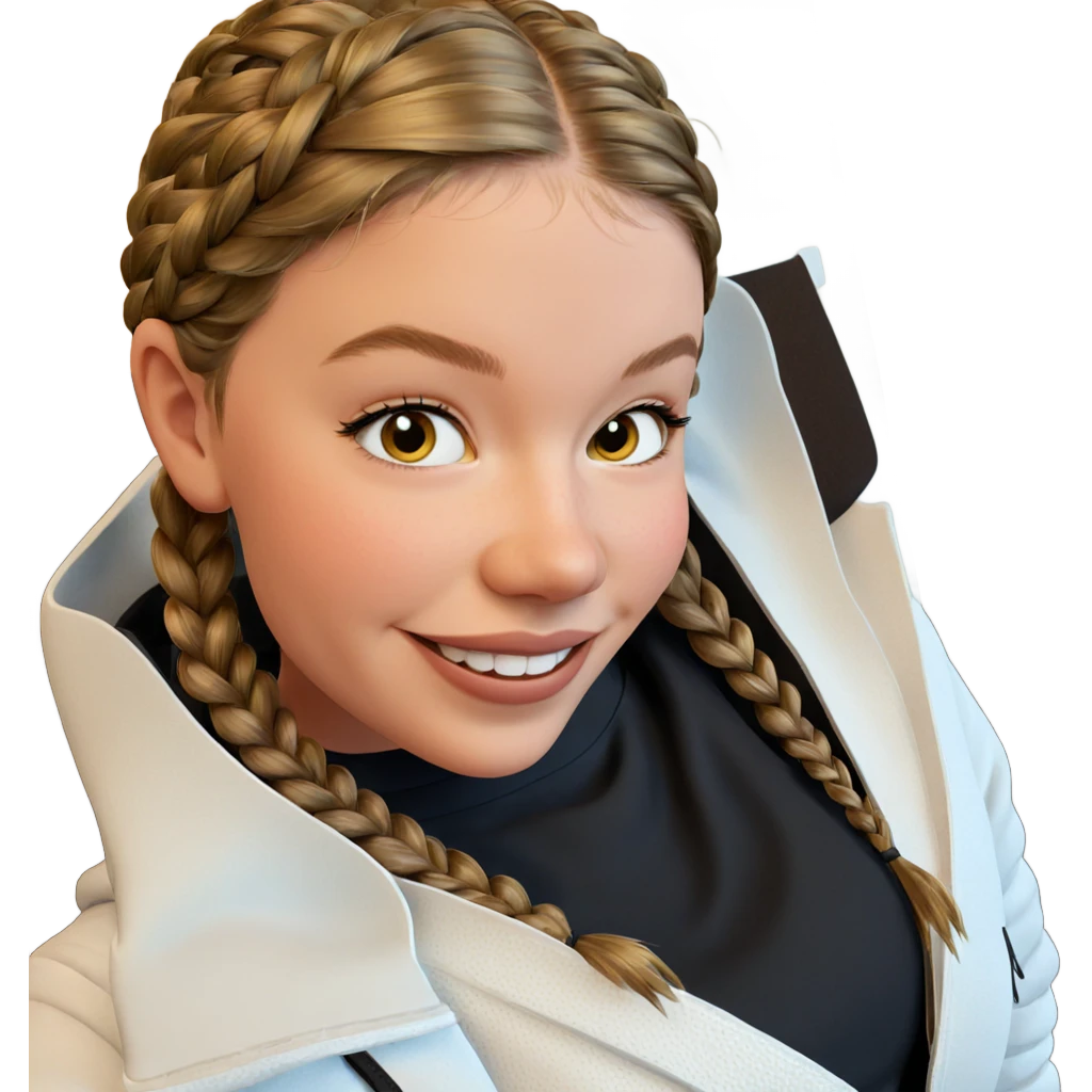 smiling girl with braided hair emoji