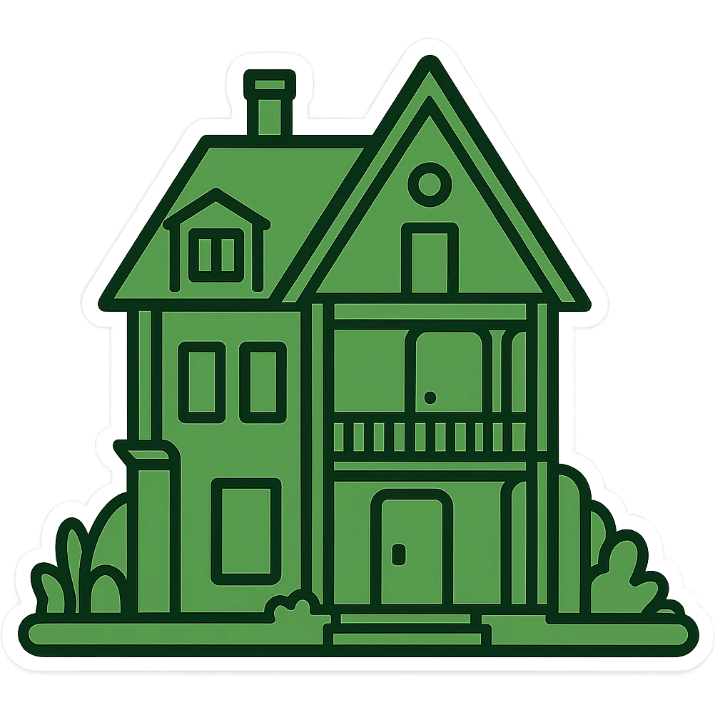 minimal house, sticker, green emoji