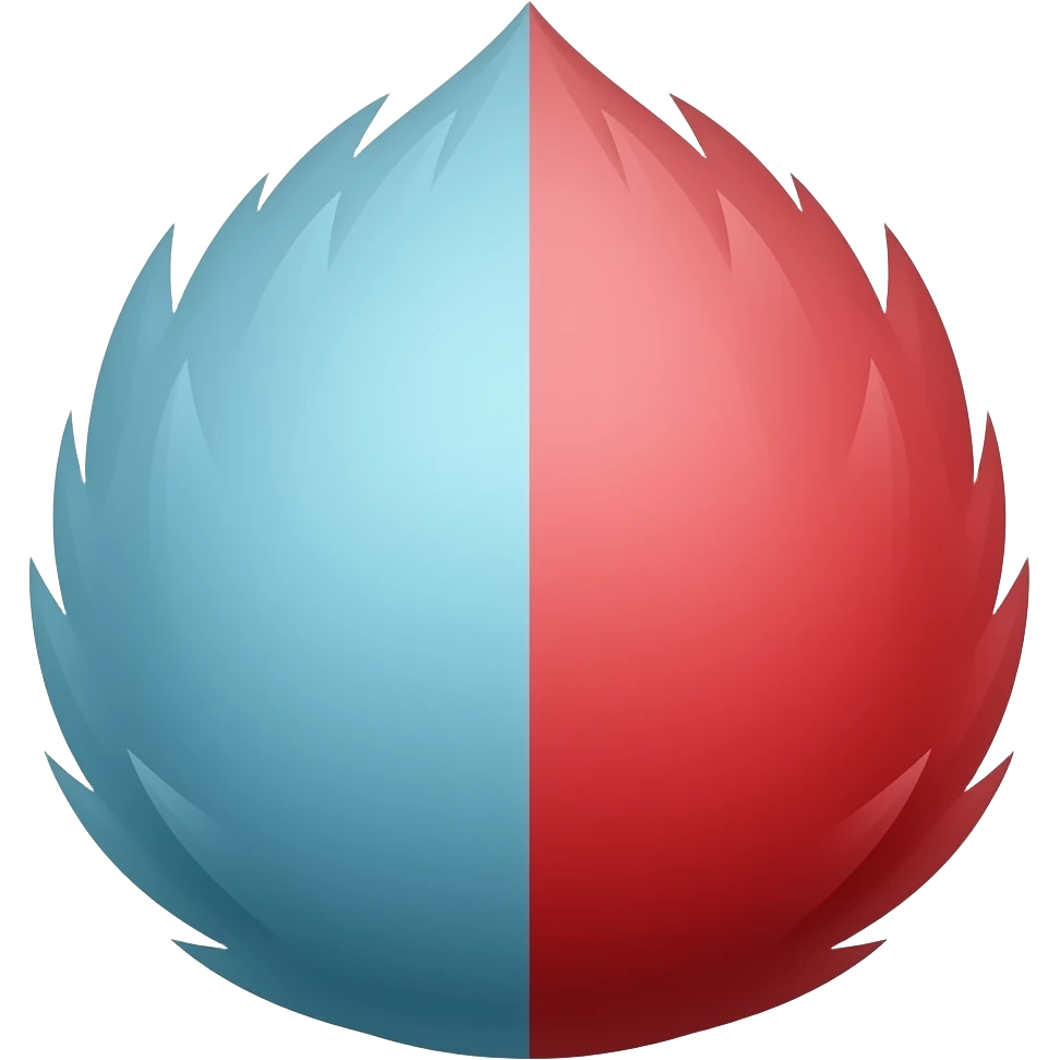 Blue half red rabbit tail emoji