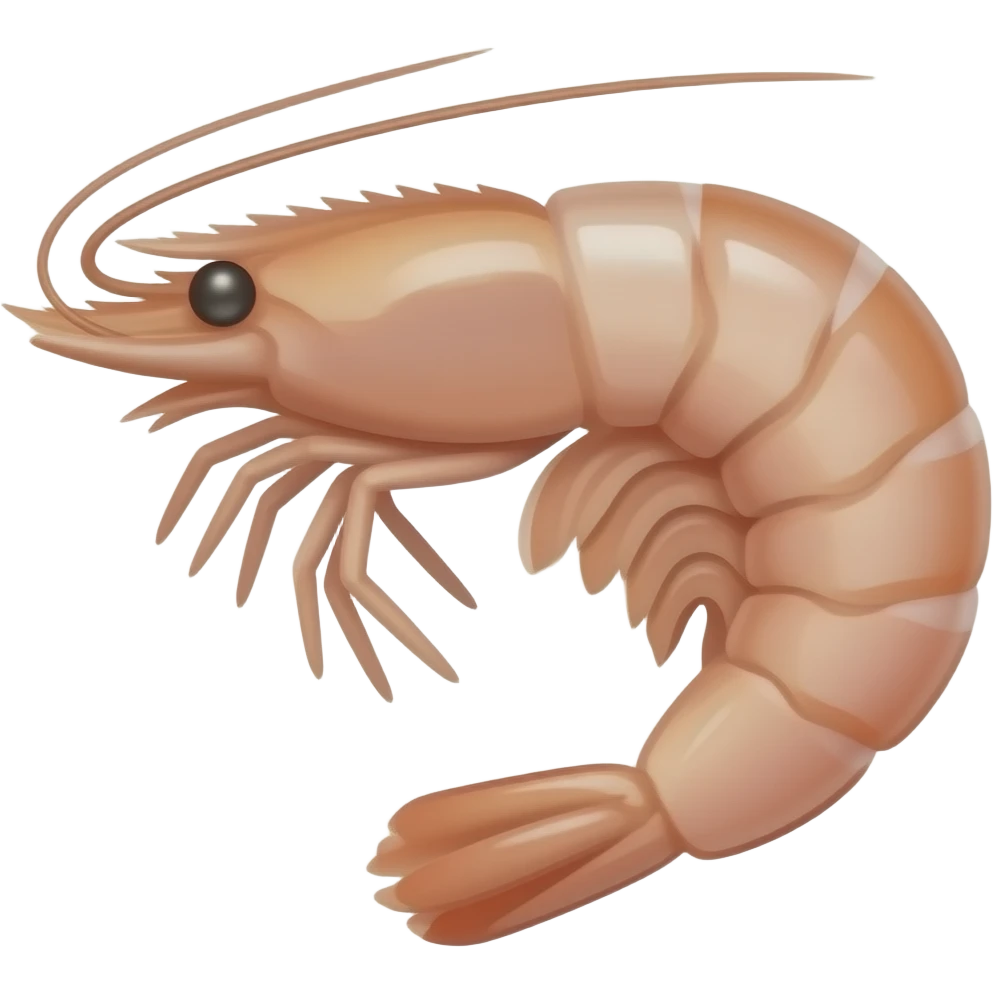 2D render iPhone emoji png of a detailed pinky pink pink pink  shrimp emoji